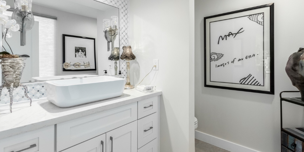 All White Hall Bathroom Remodel