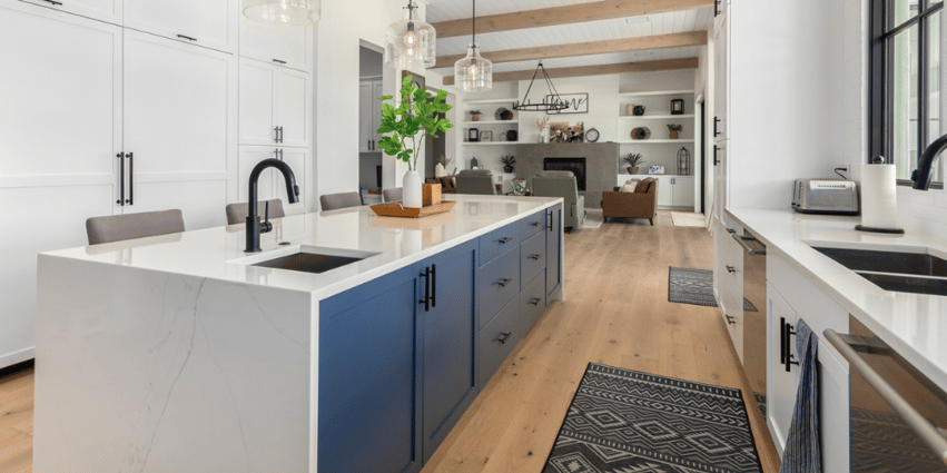 Blue Island in Kitchen Remodel with Storage