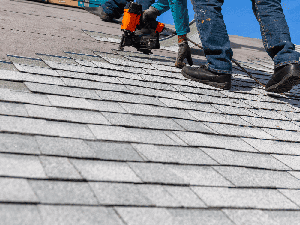 Shingle Roofing Installation in Phoenix Stock Image Shingle Roofing Installation in Phoenix Stock Image