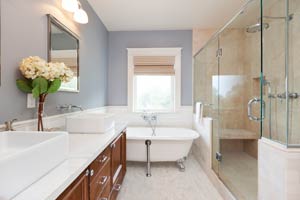 A bathroom remodeling job can include a simple upgrade like removing a tub and putting in a walk-in shower or a complete makeover.