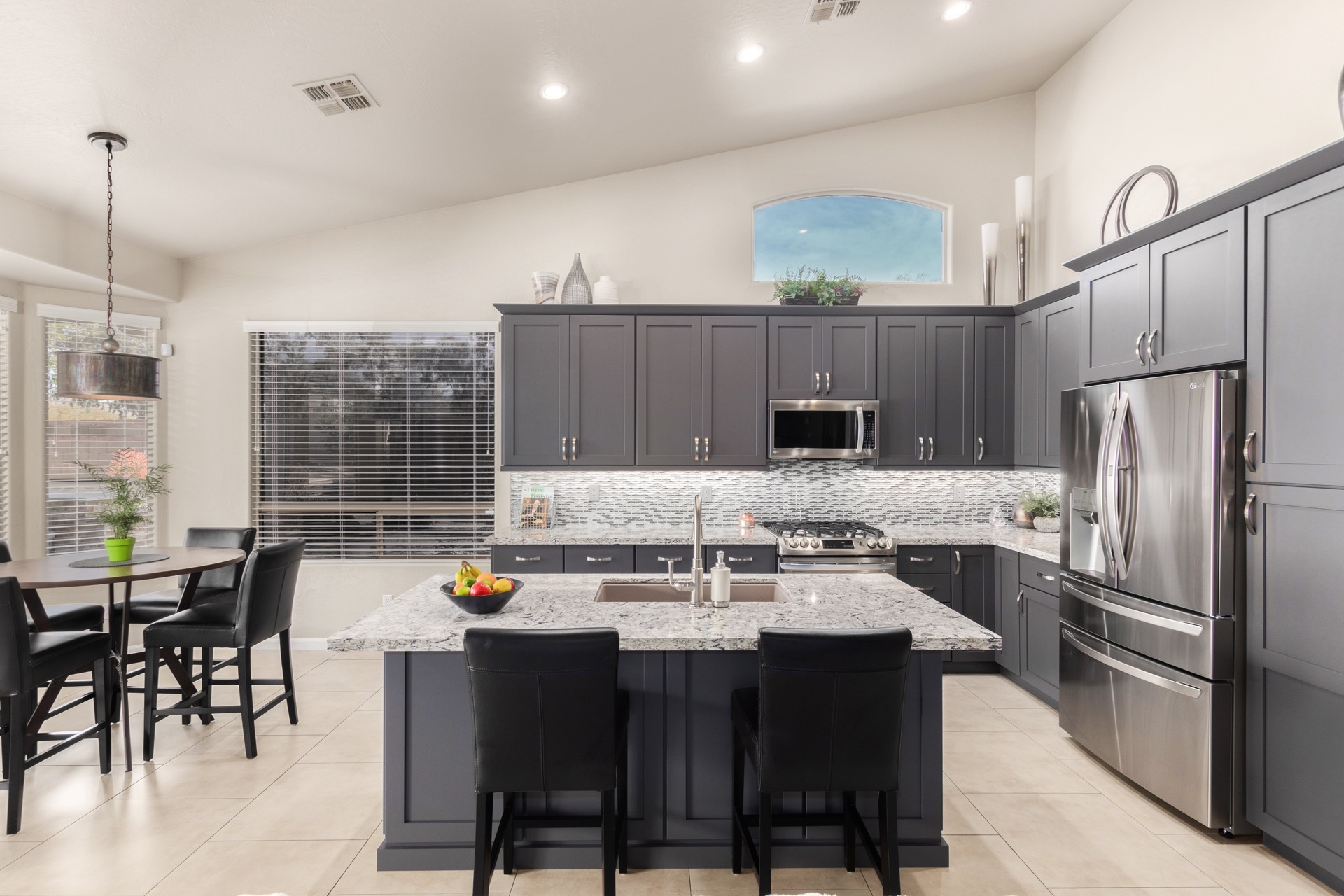 10-Day Kitchen Remodel in Scottsdale showing modern cabinets, quartz countertops, and a bold backsplash