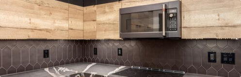 Wood and black remodeled modern kitchen in Scottsdale, AZ