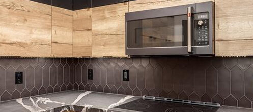 Wood and black remodeled modern kitchen in Scottsdale, AZ