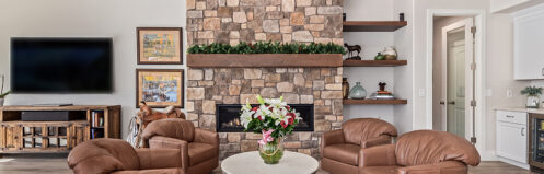 Fireplace in a renovated living room