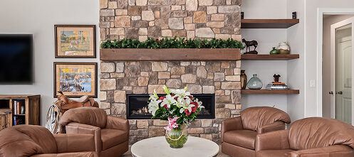 Fireplace in a renovated living room