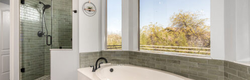 Green tile luxurious bathroom in Scottsdale, AZ