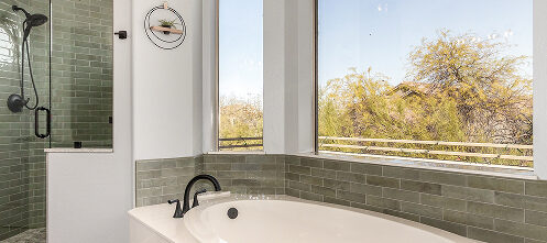 Green tile luxurious bathroom in Scottsdale, AZ