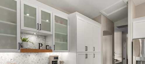 Glass display cabinets in a renovated kitchen in Scottsdale, AZ