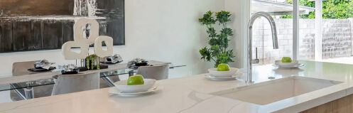 Kitchen counter with a beautiful sink