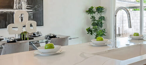 Kitchen counter with a beautiful sink