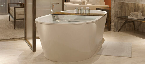 Bathtub in a renovated bathroom