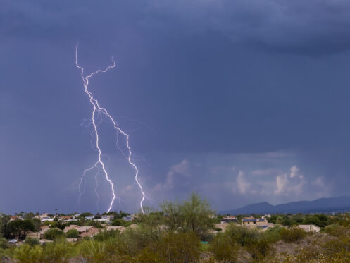desert storm with lightning in paradise valley, az