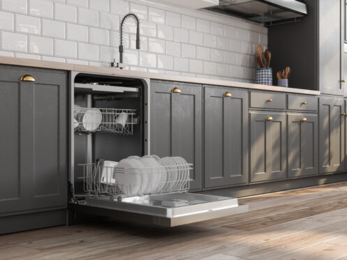 dishwasher in a beautiful redesigned kitchen